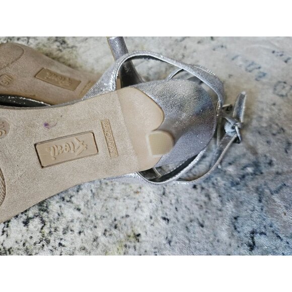 Fiony silver kitten heel sandal size 9w glitter strappy - Picture 5 of 6